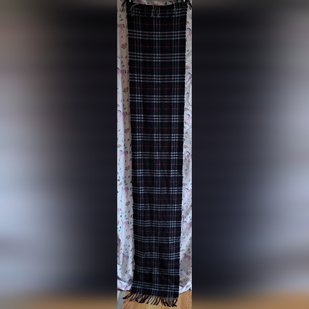 EUC Vintage Burberry Black & Red Nova Wool Unisex Prep Casual Winter Snow Scarf - Picture 4 of 7